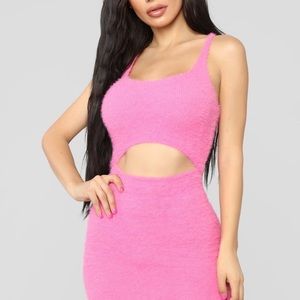 Fashion Nova Cut to the Chase Fuzzy Dress